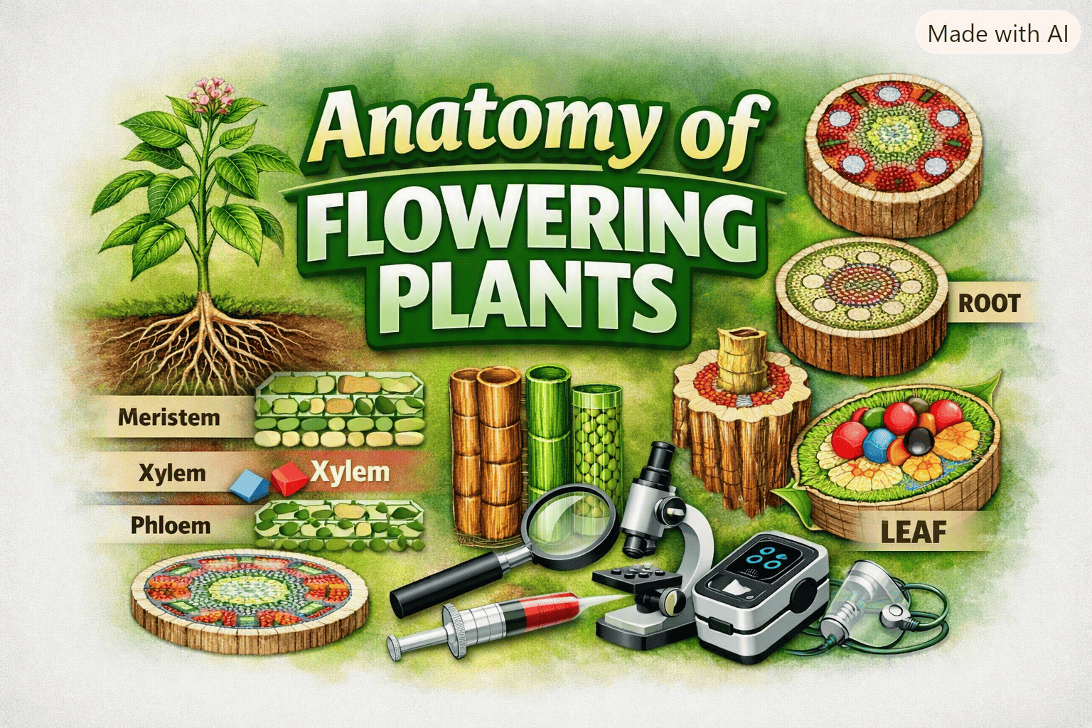 Anatomy of Flowering Plants – Class 11 NEET | NCERT Notes, Diagrams & Key Concepts