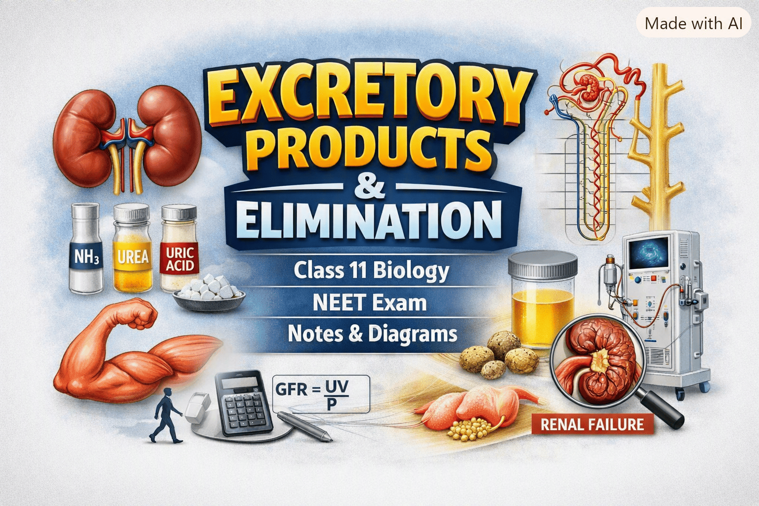 Excretory Products and Their Elimination – Class 11 NEET Notes, Diagrams & Key Concepts