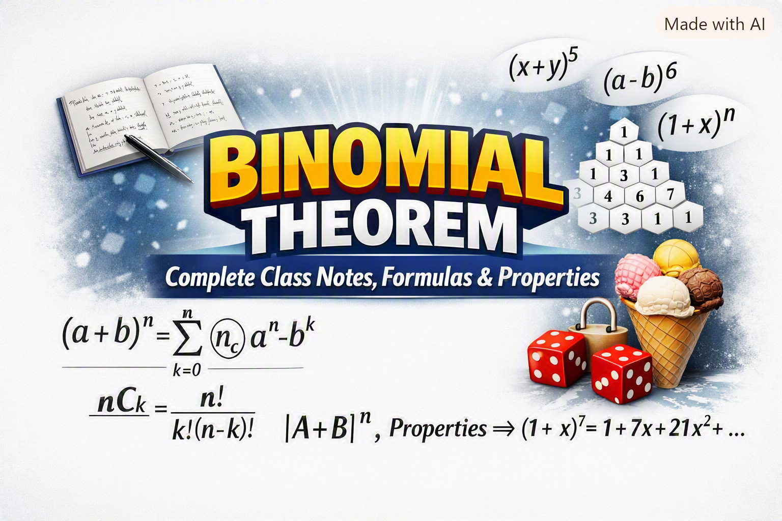 Binomial Theorem: Complete Class Notes, Formulas, and Properties